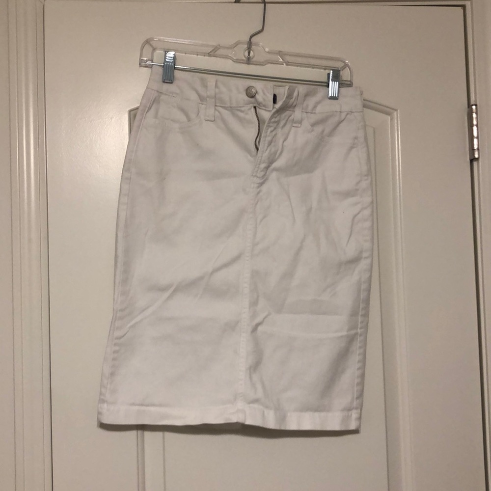 NYDJ white denim knee length skirt